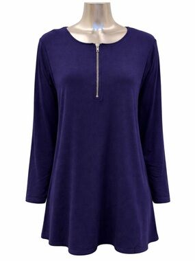 Orange Almost Naked Navy Zip Tunic Top L/XL